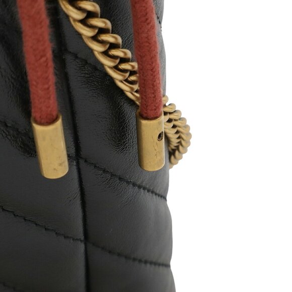 GUCCI Black Leather GG Marmont Shoulder Bag - Picture 5 of 7